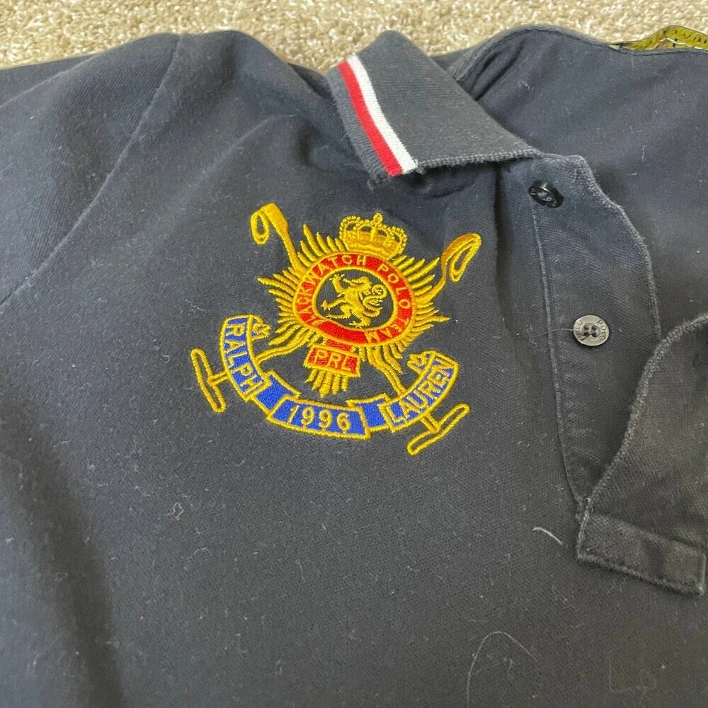 Ralph Lauren Polo large horse embroidered shirt top collared black/yellow/red